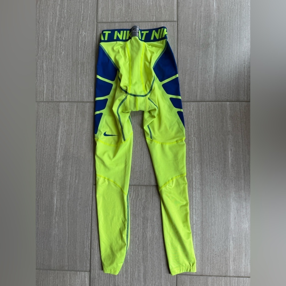 Men Neon Green and Blue Leggings - Picture 3 of 3